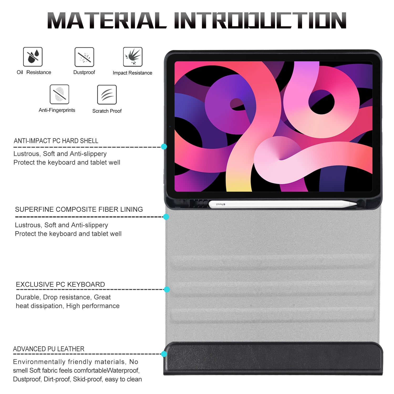 Tri-fold Stand for iPad Air (2020) Smart Leather Tablet Case with Pen Slot - Black Tri-fold Stand for iPad Air (2020) Smart Leather Tablet Case with Pen Slot - Black